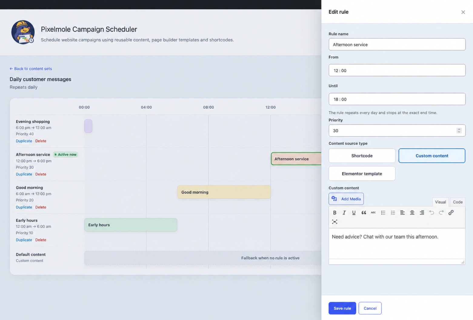 Campaign Scheduler for WordPress screenshot thumbnail 3