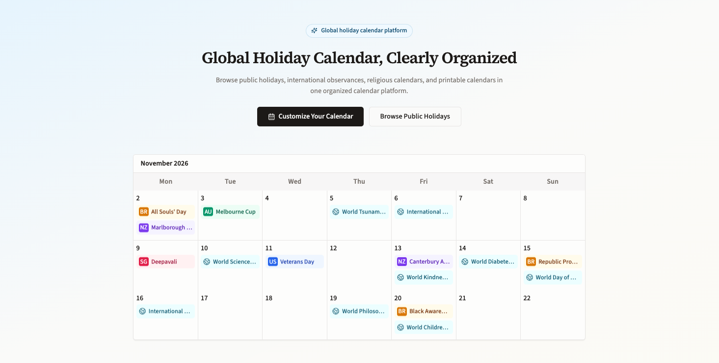 HolidayCalendar screenshot 1 of 2