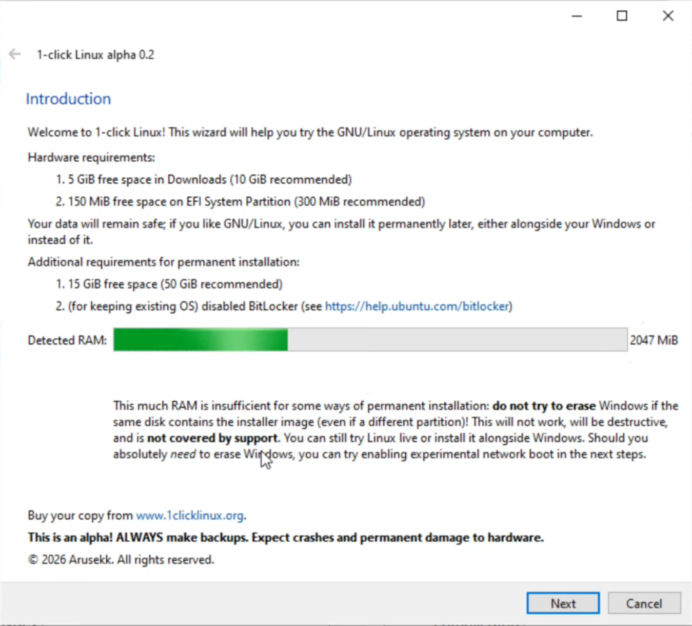 1-Click Linux screenshot 1 of 1