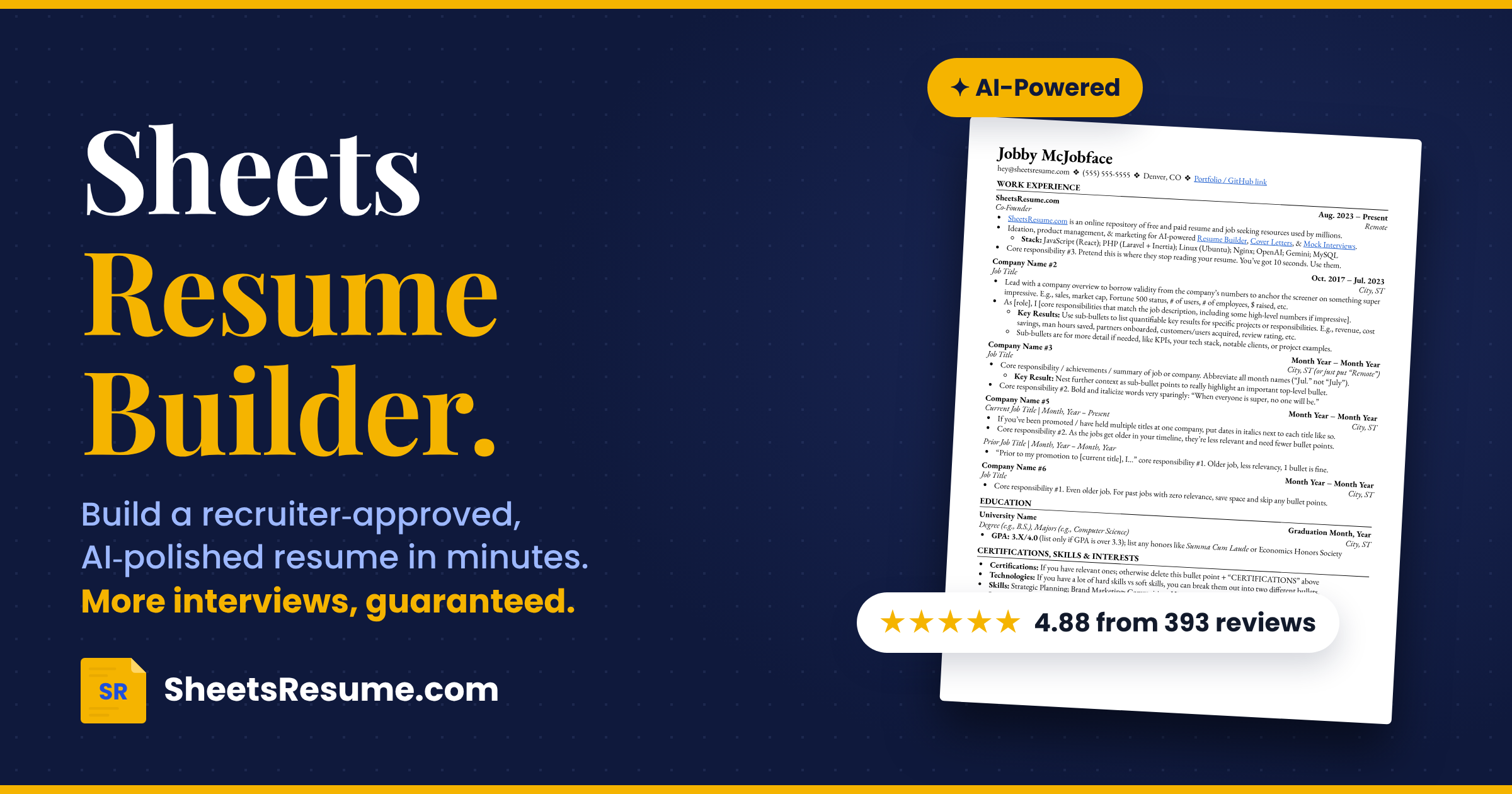 Sheets Resume Builder screenshot 1 of 5