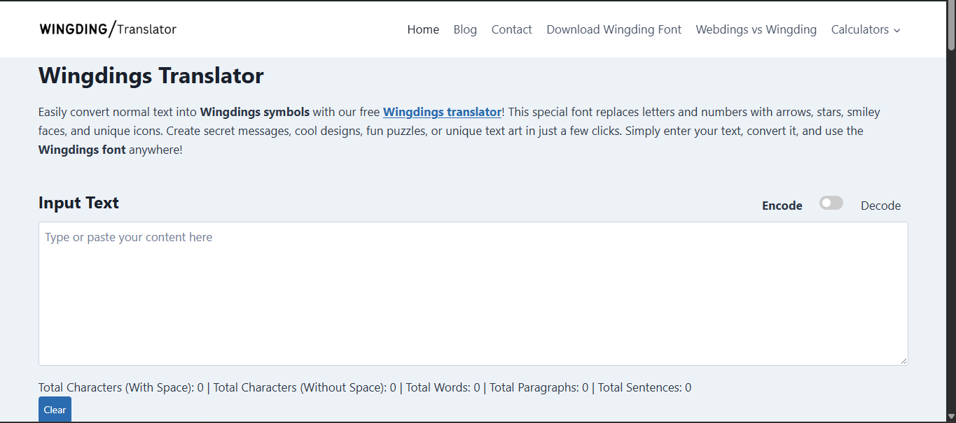 Wingdings Translator screenshot 1 of 1