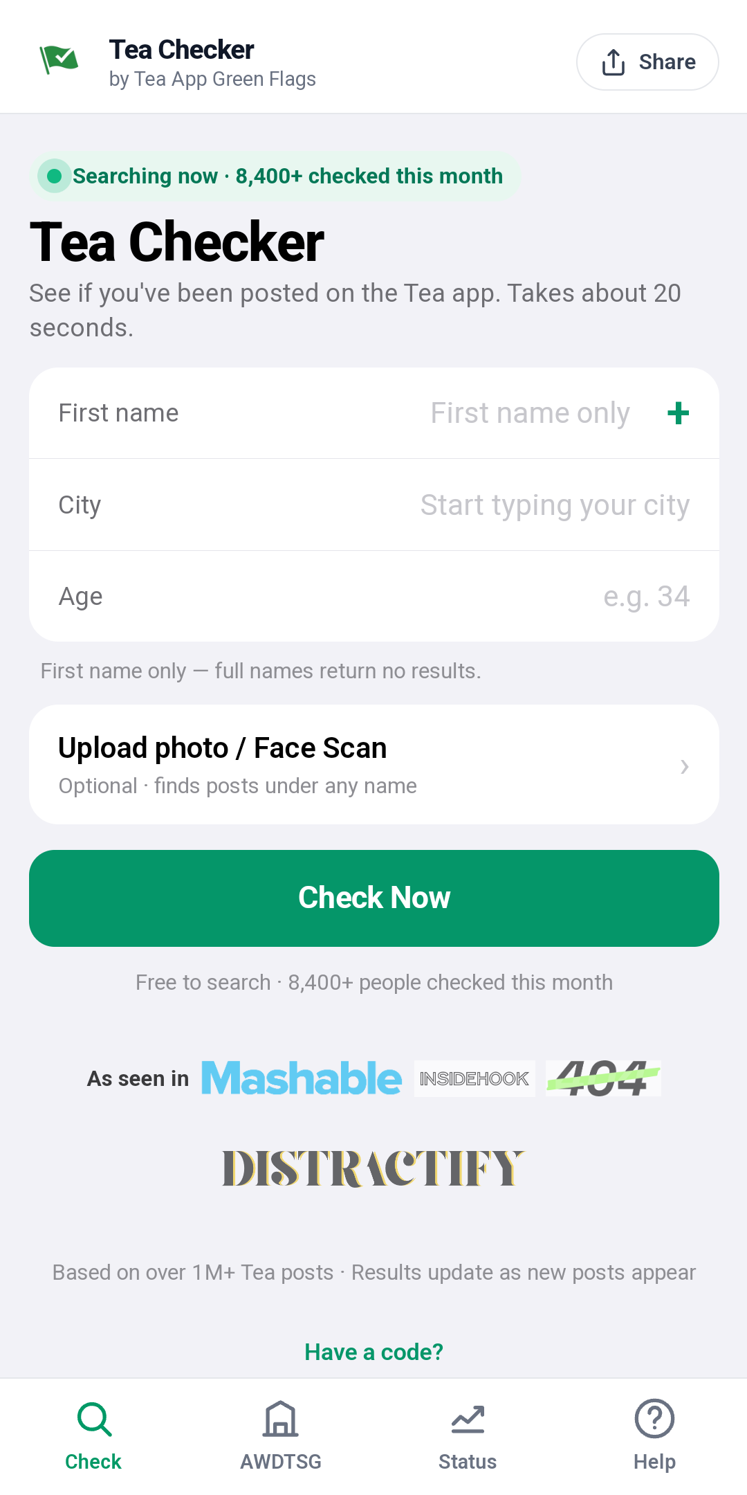 Tea App Green Flags — Tea App Checker screenshot 1 of 3