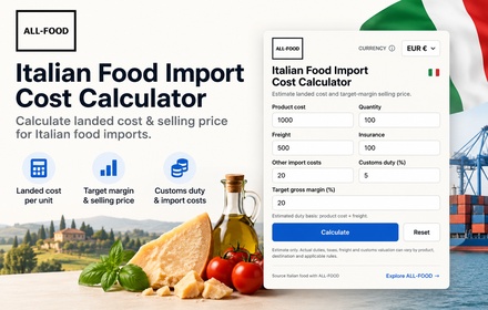 ALL-FOOD Import Cost Calculator screenshot 1 of 1