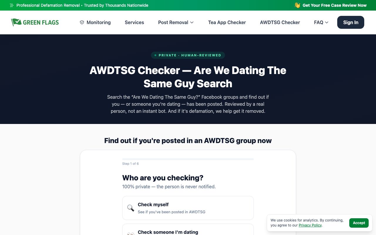 AWDTSG Checker — Are We Dating The Same Guy Search screenshot 1 of 1