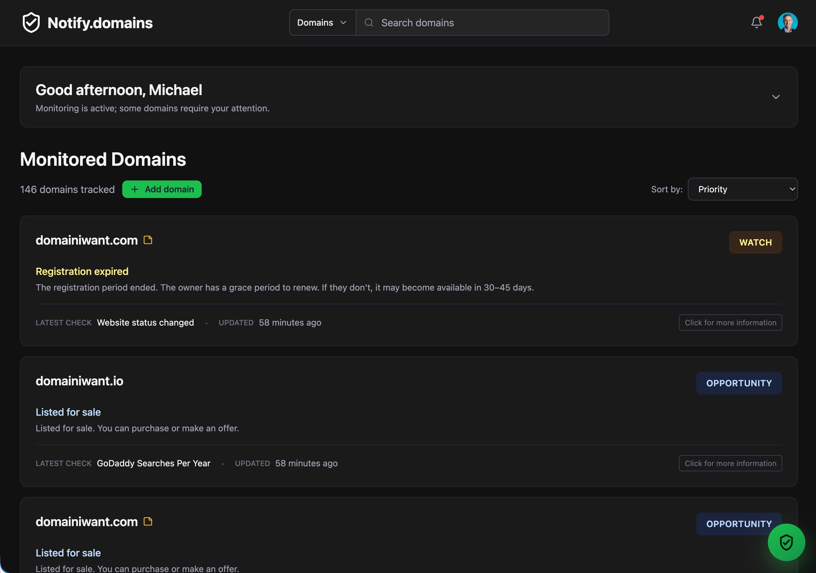 Notify.domains screenshot thumbnail 2
