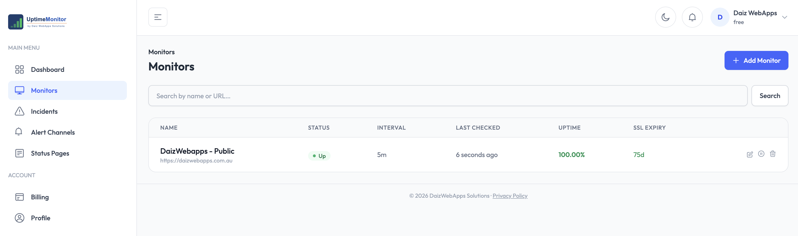 Uptime Monitor screenshot thumbnail 3