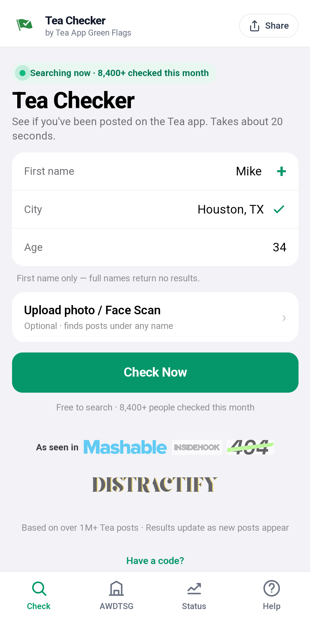 Tea App Green Flags — Tea App Checker screenshot thumbnail 2