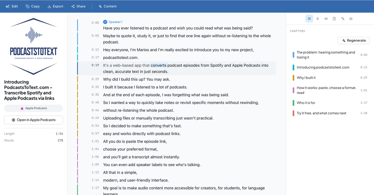 Podcasts to Text screenshot 1 of 1