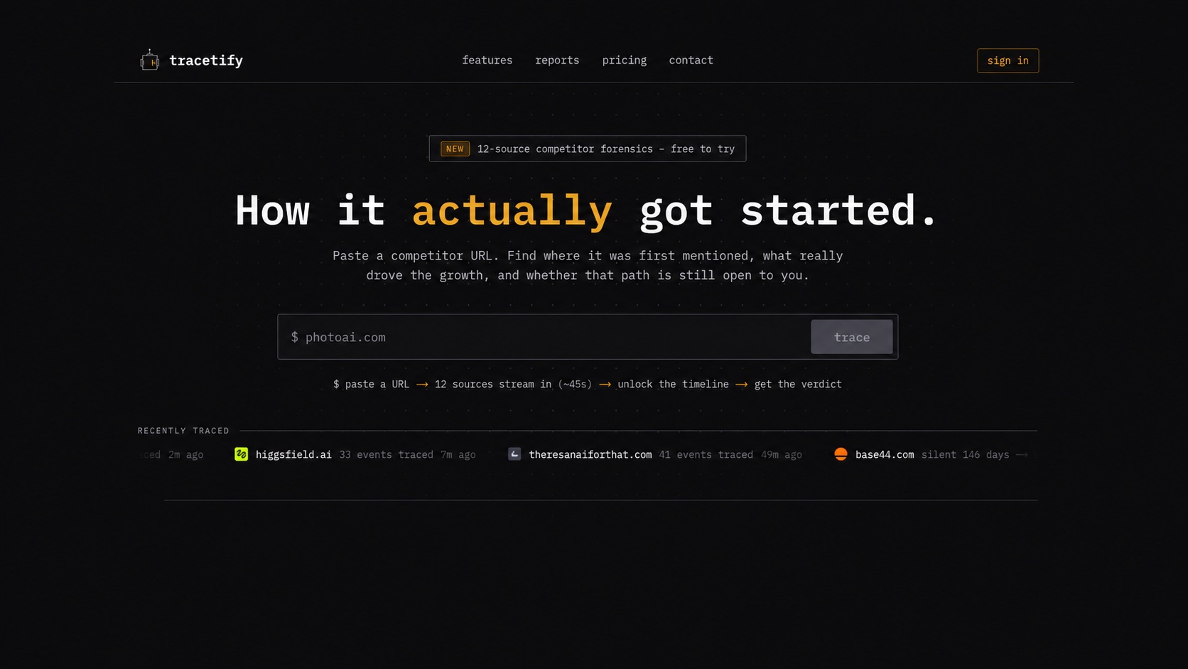 Tracetify — Competitor Growth Tracer & Ad Library for AI Agents screenshot 1 of 1
