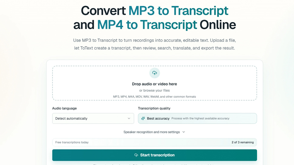 MP3 to Transcript screenshot 1 of 1