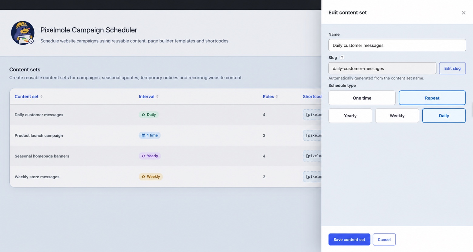 Campaign Scheduler for WordPress screenshot thumbnail 4